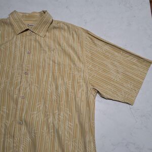 Tommy Bahama Relax Paradise Silk Yellow Tropical Print Hawaiian Camp Shirt NWOT